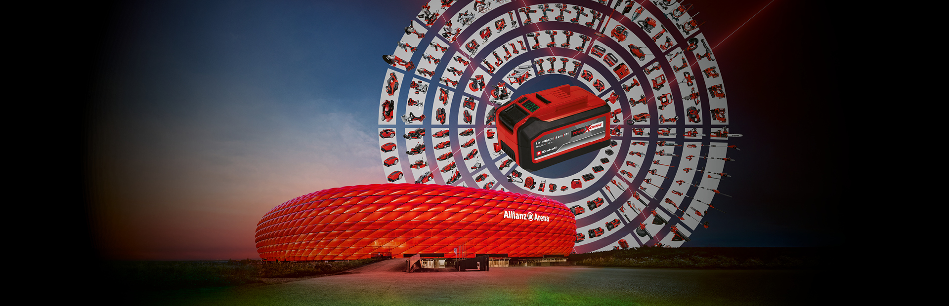 allianz arena with the einhell power x-change circle